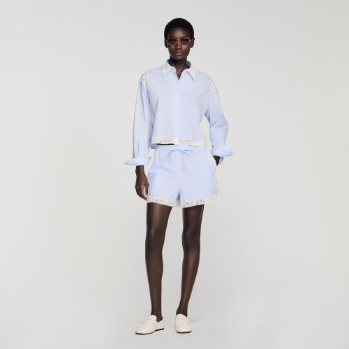 Chemise à détails dentelle - Sandro Paris - Modalova