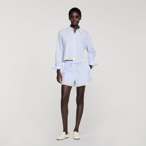 Chemise à détails dentelle - Sandro Paris - Modalova