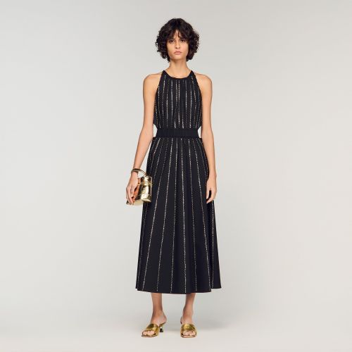 Robe longue strassée - Sandro Paris - Modalova