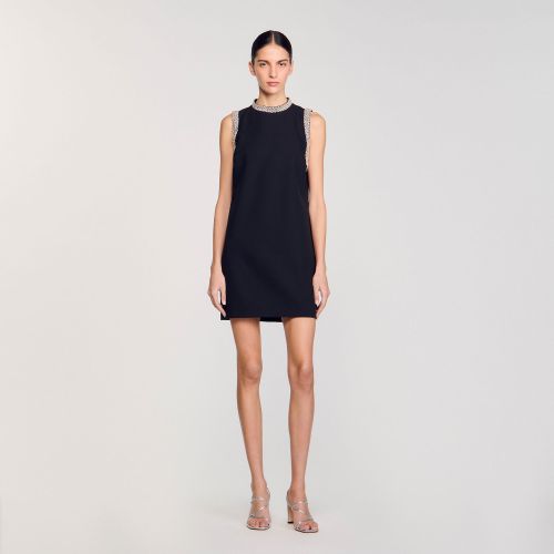 Robe courte galon strass - Sandro Paris - Modalova