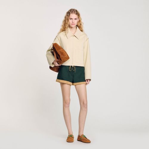 Blouson à détails perlés - Sandro Paris - Modalova