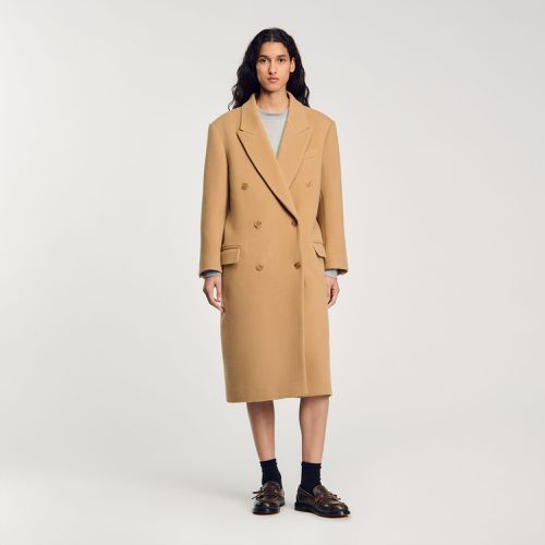 Manteau long en laine mélangée - Sandro Paris - Modalova