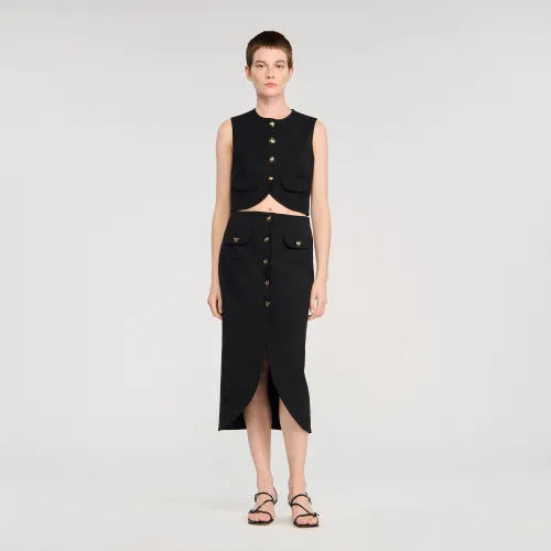 Jupe midi boutonnée - Sandro Paris - Modalova