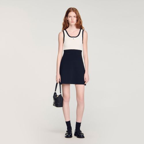 Robe courte en maille bicolore - Sandro Paris - Modalova