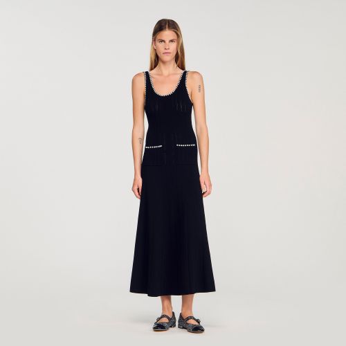 Robe longue à perles - Sandro Paris - Modalova