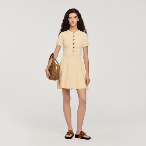 Robe courte en maille pointelle - Sandro Paris - Modalova