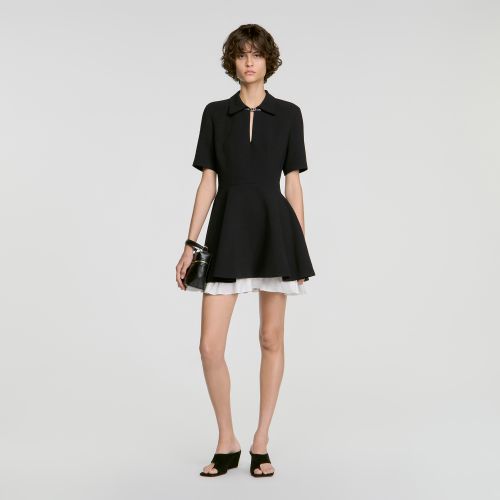 Robe courte patineuse contrastée - Sandro Paris - Modalova