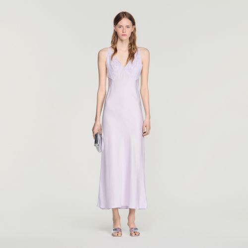 Robe longue à dentelle - Sandro Paris - Modalova