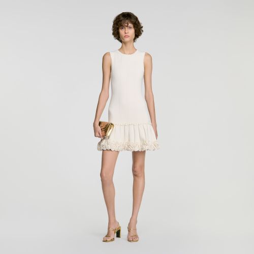 Robe courte en maille à fleurs - Sandro Paris - Modalova