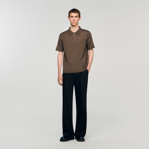 Polo en maille à col zippé - Sandro Paris - Modalova