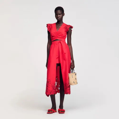 Jupe short à fleurs - Sandro Paris - Modalova