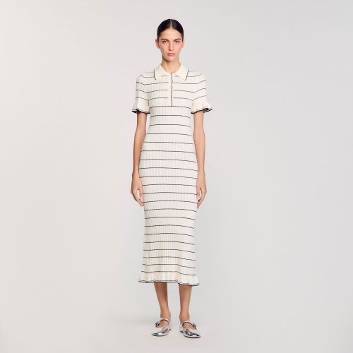 Robe longue en maille à col polo - Sandro Paris - Modalova