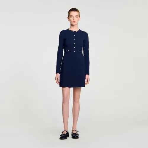Robe courte en maille boutonnée - Sandro Paris - Modalova