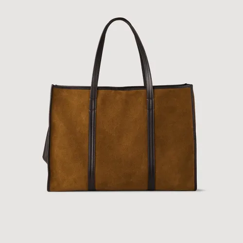 Sac cabas en cuir suédé - Sandro Paris - Modalova