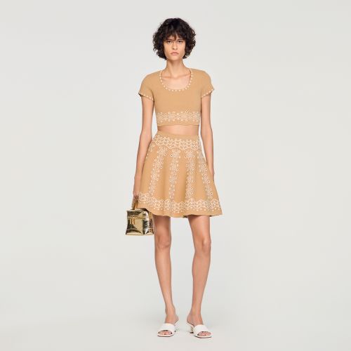 Pull à broderie contrastée - Sandro Paris - Modalova