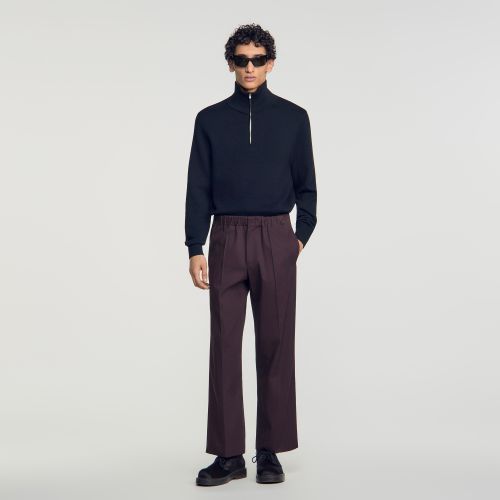 Pantalon large à taille élastiquée - Sandro Paris - Modalova