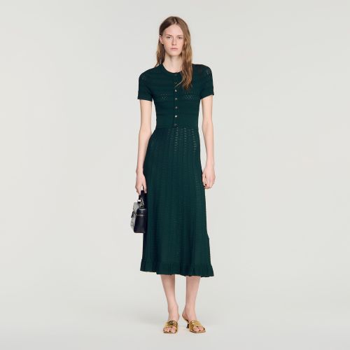 Robe longue en maille pointelle - Sandro Paris - Modalova