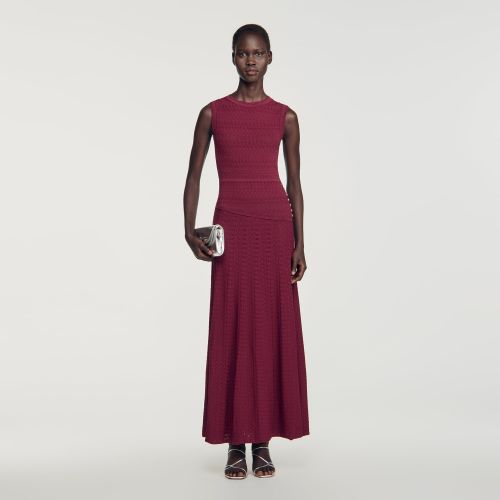 Robe longue en maille pointelle - Sandro Paris - Modalova