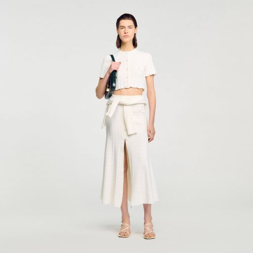 Cardigan court en maille pointelle - Sandro Paris - Modalova