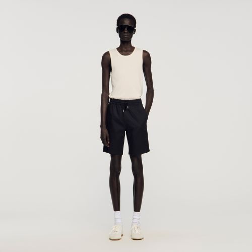 Short en coton à taille élastiquée - Sandro Paris - Modalova