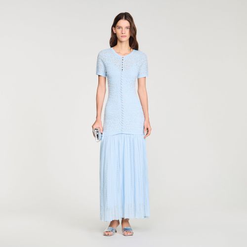 Robe longue en maille perlée - Sandro Paris - Modalova