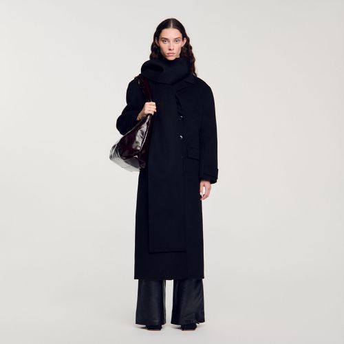 Manteau écharpe oversized en laine - Sandro Paris - Modalova