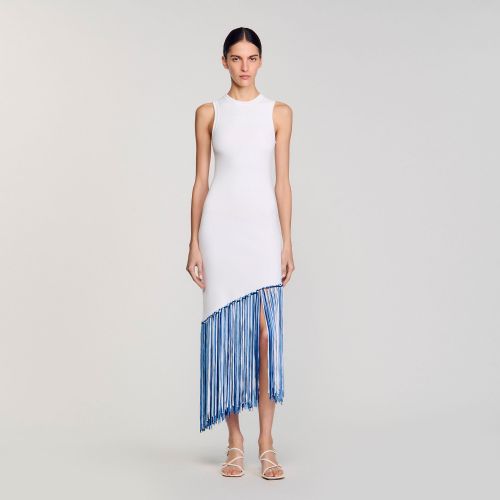 Robe longue frangée - Sandro Paris - Modalova