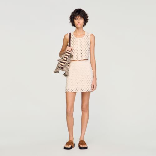 Jupe courte crochet perlée - Sandro Paris - Modalova