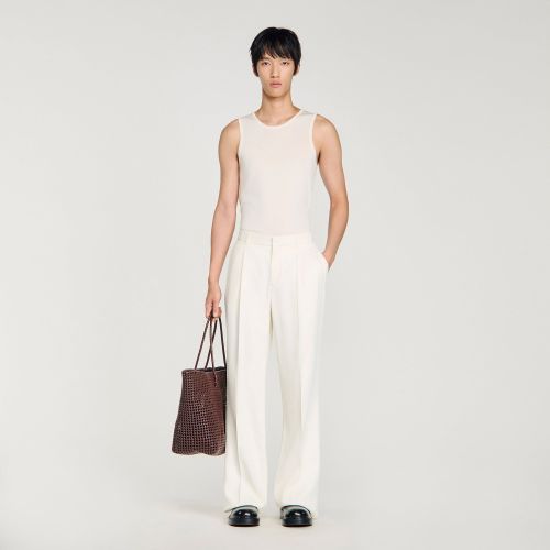 Pantalon large en viscose fluide - Sandro Paris - Modalova
