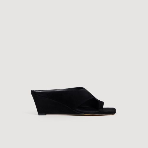 Sandales compensées en cuir suède - Sandro Paris - Modalova