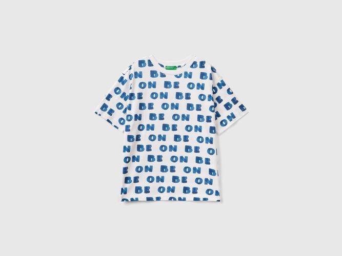 Benetton, T-shirt Con Stampa "be On", taglia 2XL, Bianco, Bambini - United Colors of Benetton - Modalova