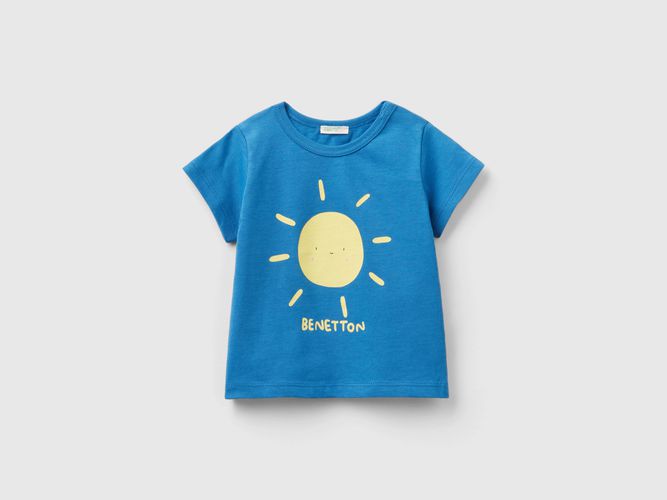 Benetton, T-shirt In Cotone Bio Con Stampa, taglia 62, Blu, Bambini - United Colors of Benetton - Modalova