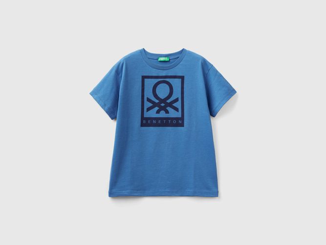 Benetton, T-shirt 100% Cotone Con Logo, taglia M, Blu, Bambini - United Colors of Benetton - Modalova