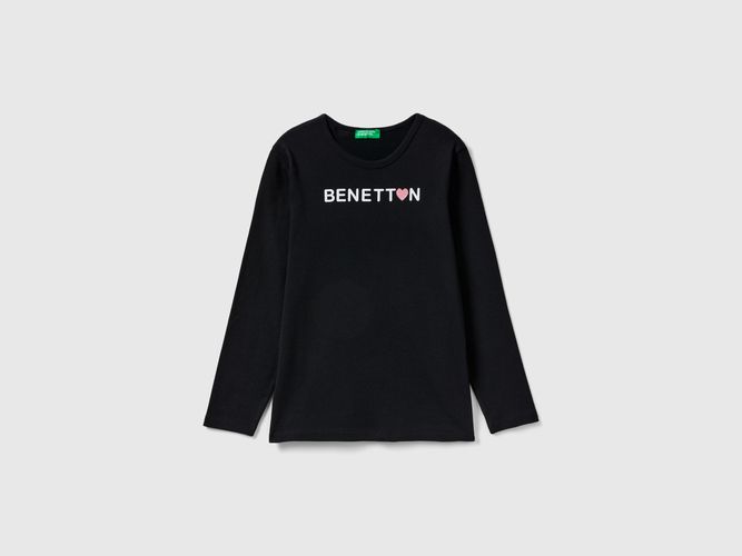 Benetton, T-shirt Manica Lunga Con Stampa Glitter, taglia 3XL, Nero, Bambini - United Colors of Benetton - Modalova