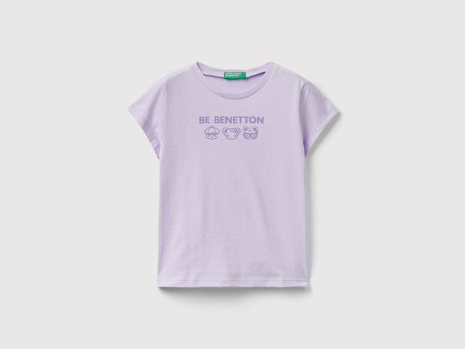 Benetton, T-shirt 100% Cotone Con Stampa, taglia 116, Lilla, Bambini - United Colors of Benetton - Modalova