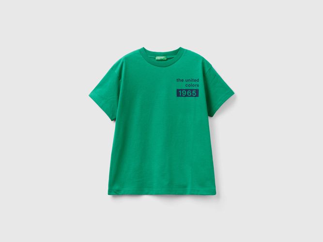 Benetton, T-shirt 100% Cotone Con Logo, taglia L, Verde, Bambini - United Colors of Benetton - Modalova