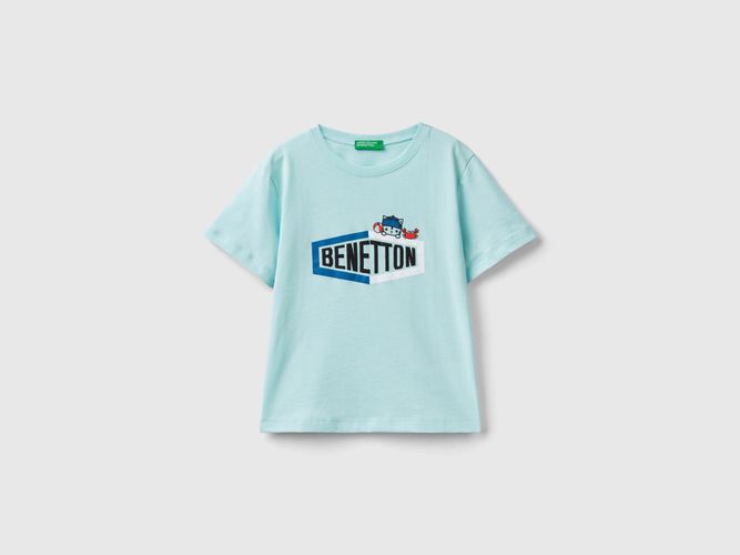 Benetton, T-shirt 100% Cotone Bio Con Stampa, taglia 98, Verde Acqua, Bambini - United Colors of Benetton - Modalova