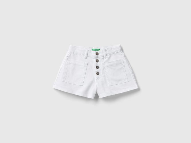 Benetton, Shorts In Cotone Stretch, taglia 2XL, Bianco, Bambini - United Colors of Benetton - Modalova