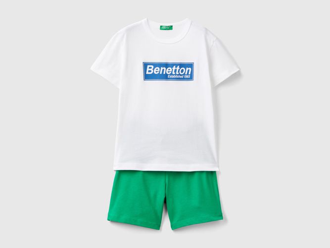 Benetton, Completo T-shirt E Bermuda 100% Cotone, taglia 104, Bianco, Bambini - United Colors of Benetton - Modalova