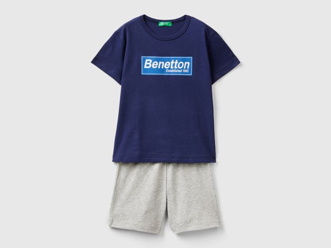 Benetton, Completo T-shirt E Bermuda 100% Cotone, taglia 104, Blu Scuro, Bambini - United Colors of Benetton - Modalova