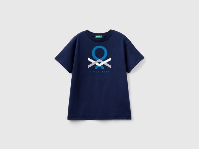 Benetton, T-shirt 100% Cotone Bio, taglia 2XL, Blu Scuro, Bambini - United Colors of Benetton - Modalova