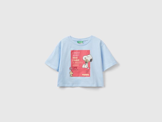 Benetton, T-shirt Cropped ©peanuts, taglia L, Celeste, Bambini - United Colors of Benetton - Modalova