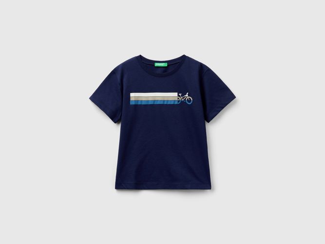 Benetton, T-shirt In Cotone Bio Con Stampa, taglia 82, Blu Scuro, Bambini - United Colors of Benetton - Modalova