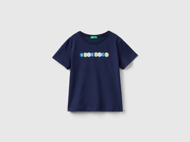 Benetton, T-shirt 100% Cotone Bio Con Stampa, taglia 82, Blu Scuro, Bambini - United Colors of Benetton - Modalova