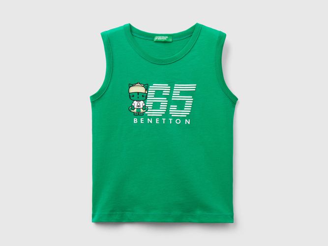 Benetton, Canotta 100% Cotone Bio Con Logo, taglia 82, Verde, Bambini - United Colors of Benetton - Modalova