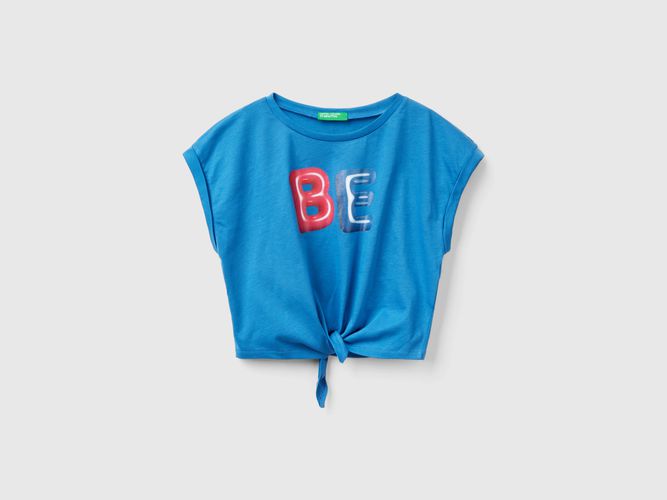 Benetton, T-shirt Con Stampa E Nodo, taglia 2XL, Blu, Bambini - United Colors of Benetton - Modalova
