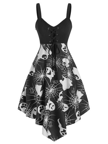 Robes Dcontractes Robe d'Halloween Bretelle Imprim Asymtrique Fantme Taille Empire - Dresslily FR - Modalova