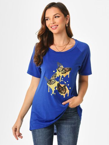 T-Shirts T-shirt Imprim Papillon Manches Raglan - Dresslily FR - Modalova