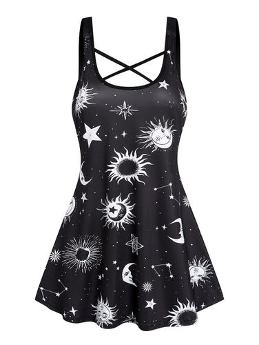 Dbardeurs et tops Dbardeur Dcontract Rtro Tunique Gothique Crois Imprim Etoile Lune et Soleil - Dresslily FR - Modalova