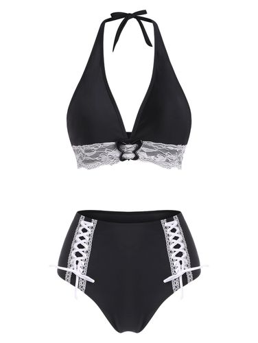 Bikinis Maillot de Bain Bikini Gothique Panneau en Dentelle Taille Haute Lacets - Dresslily FR - Modalova